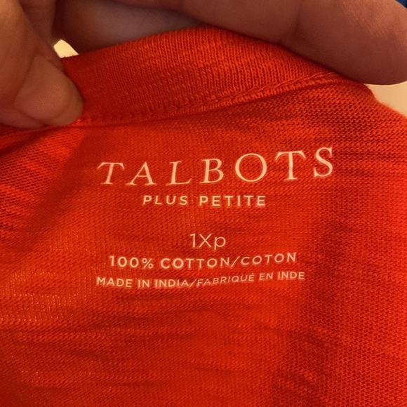 1XP TALBOTS ORANGE SHORT SLEEVED COTTON SHIRT NWT. NOTCHED V NECK WITH CUTOUTS - Picture 6 of 7
